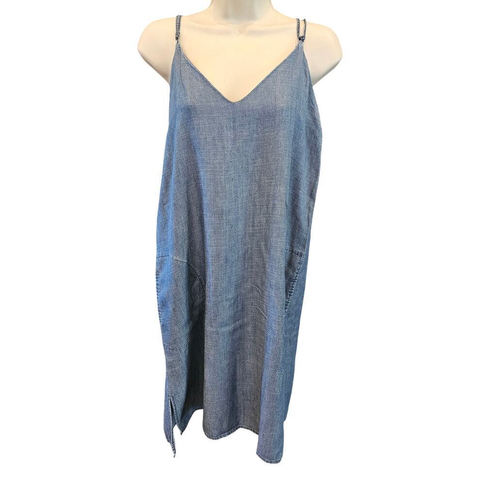 Gold hawk luxury lyocell chambray pocket mini summer dress adjustable straps S
